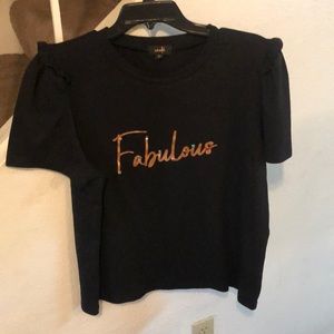 Ontwelfth, Black Ruffle-Shoulder T-Shirt